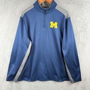 Fanatics Michigan Wolverines Pullover Jacket Mens 2XL Blue 1/4 Zip NCAA Football